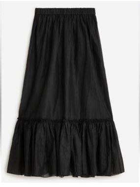 J Crew Amelia Maxi Skirt Crinkle 100% Cotton Black Womens XL New CA728 Casual